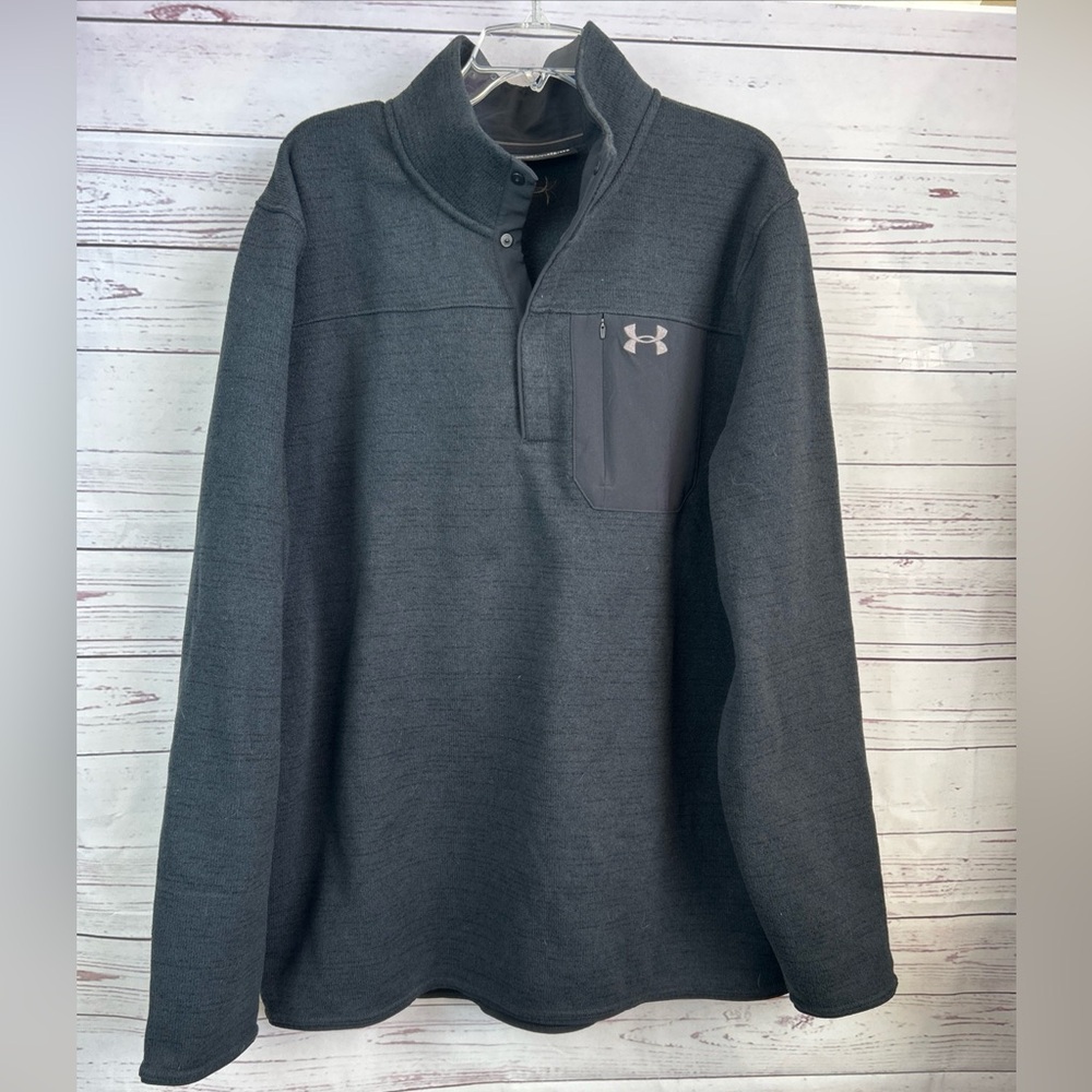 Under Armour Sweater Mens 3XL Black Specialist Henley 2.0 Pullover Sweatshirt